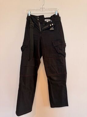 I.AM.GIA Black Cargo Pants with Red Contrast Stitching
